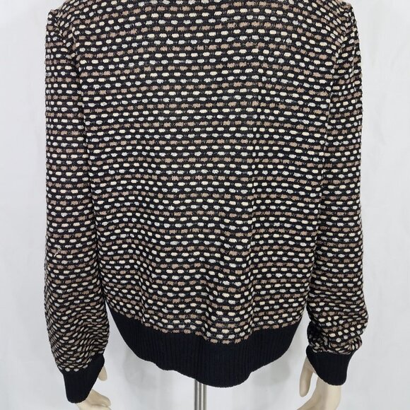 St. John Collection black tan gold buttons cardigan jacket ladies size 12 - Picture 7 of 9